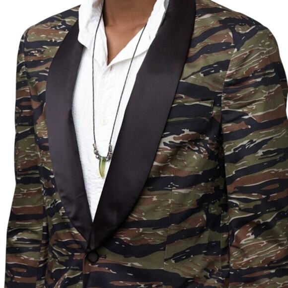 Ralph Lauren Denim & Supply Tiger Stripe Green Camo Tuxedo Jacket XXL Men Blazer - Picture 4 of 14